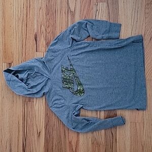 NIKE Logo Pullover Hooded Tee Long Sleeve